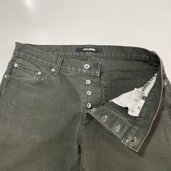 Baldwin Henley Jeans Men’s 33x31 Verdant Green Slim Straight Stretch USA Made - Picture 7 of 10